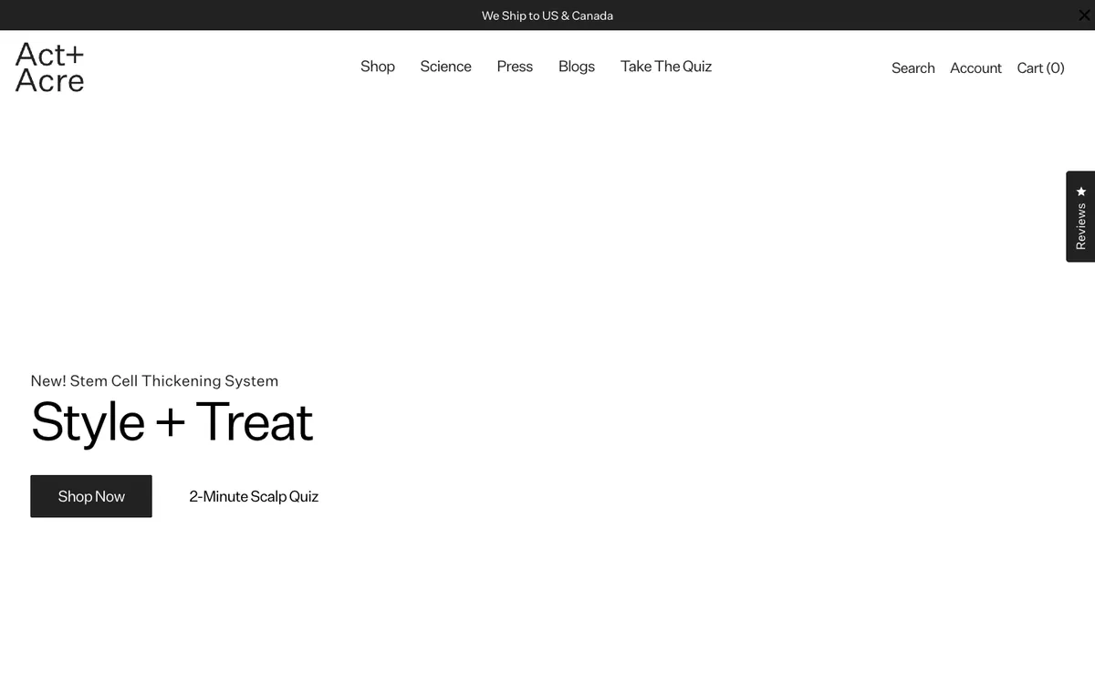 Act+Acre website homepage