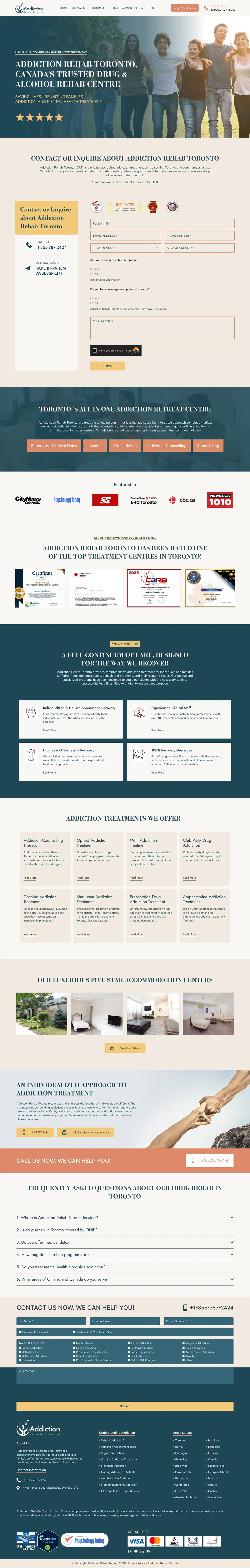 Addiction Rehab Toronto full homepage design in Figma