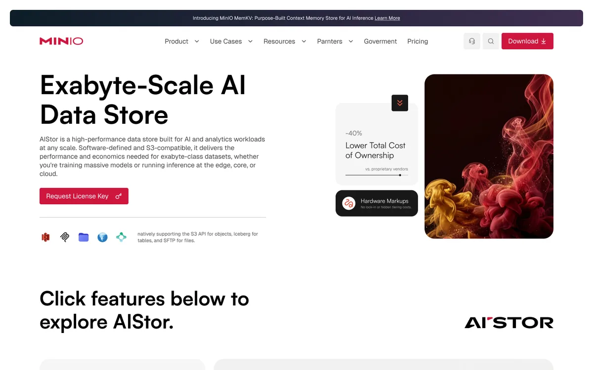 AIStor by MinIO website design in Figma