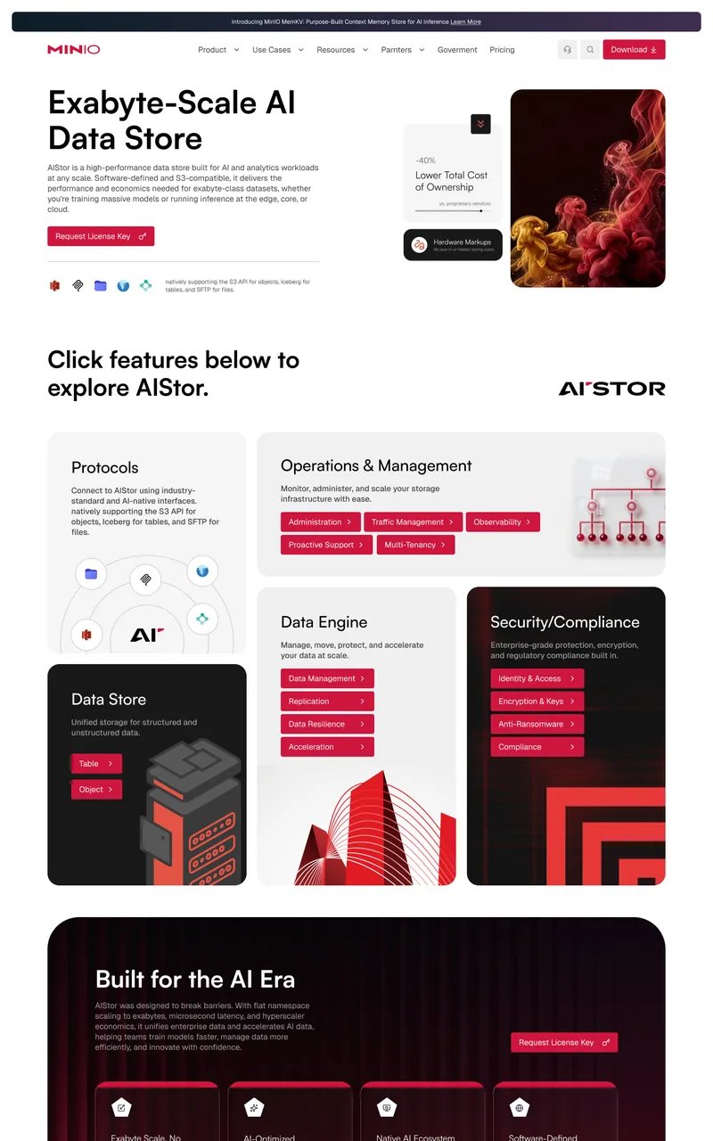 AIStor by MinIO website design in Figma