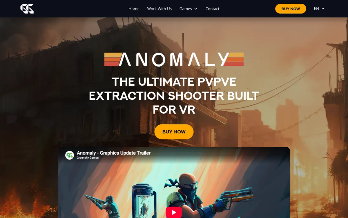 Anomaly VR website homepage
