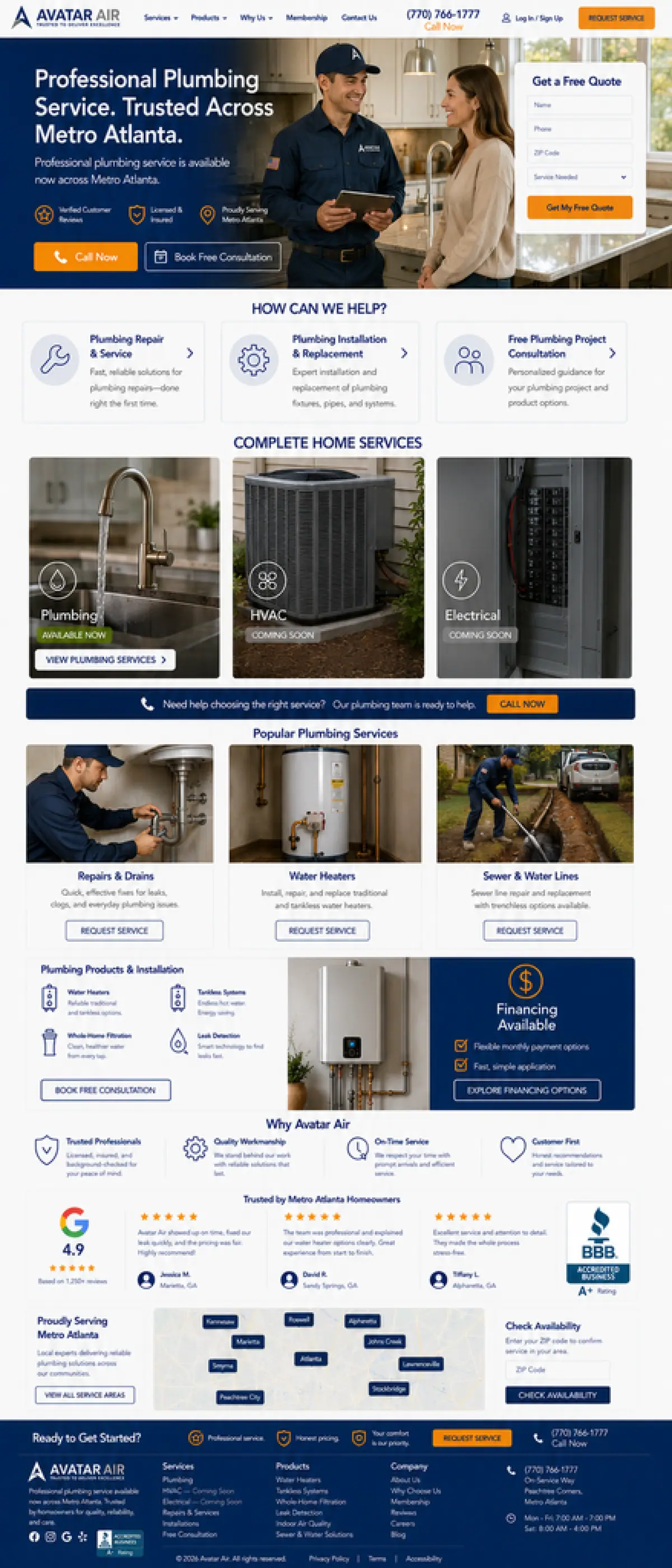 Avatar Air full homepage design in Figma