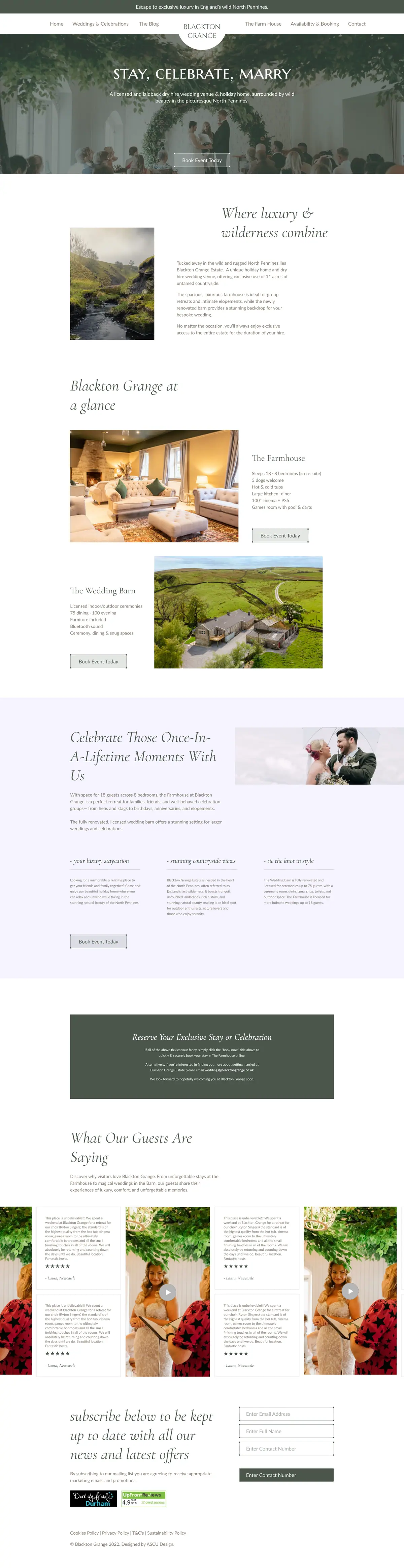 Blackton Grange full homepage design in Figma
