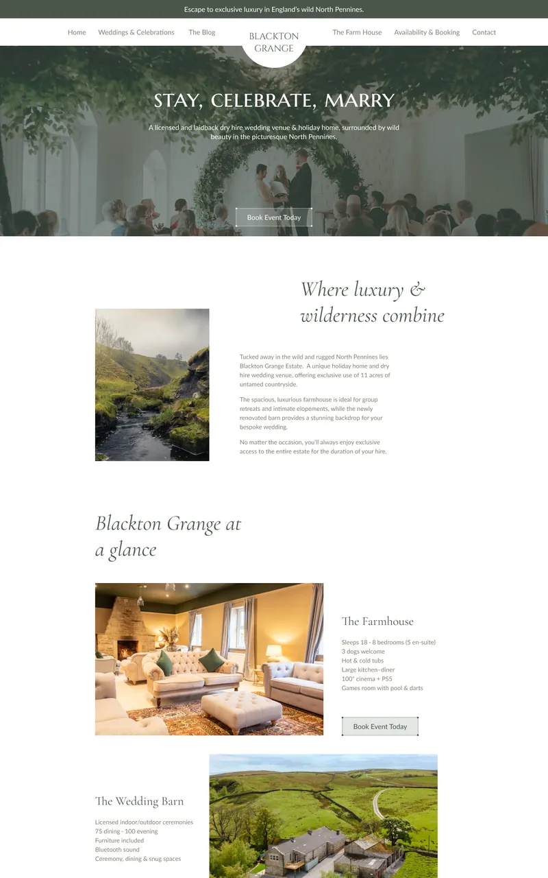 Blackton Grange website design in Figma