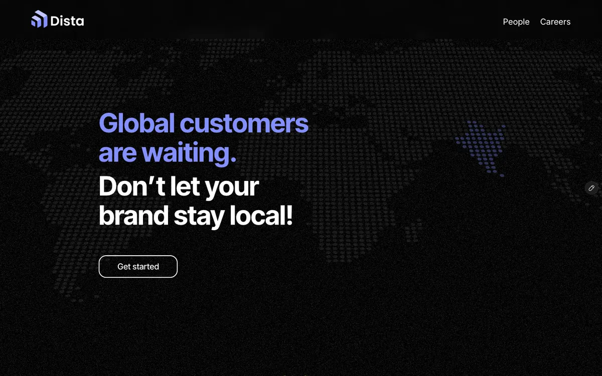 Dista website homepage
