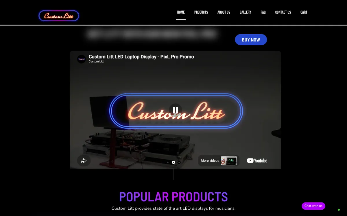 Custom Litt website homepage