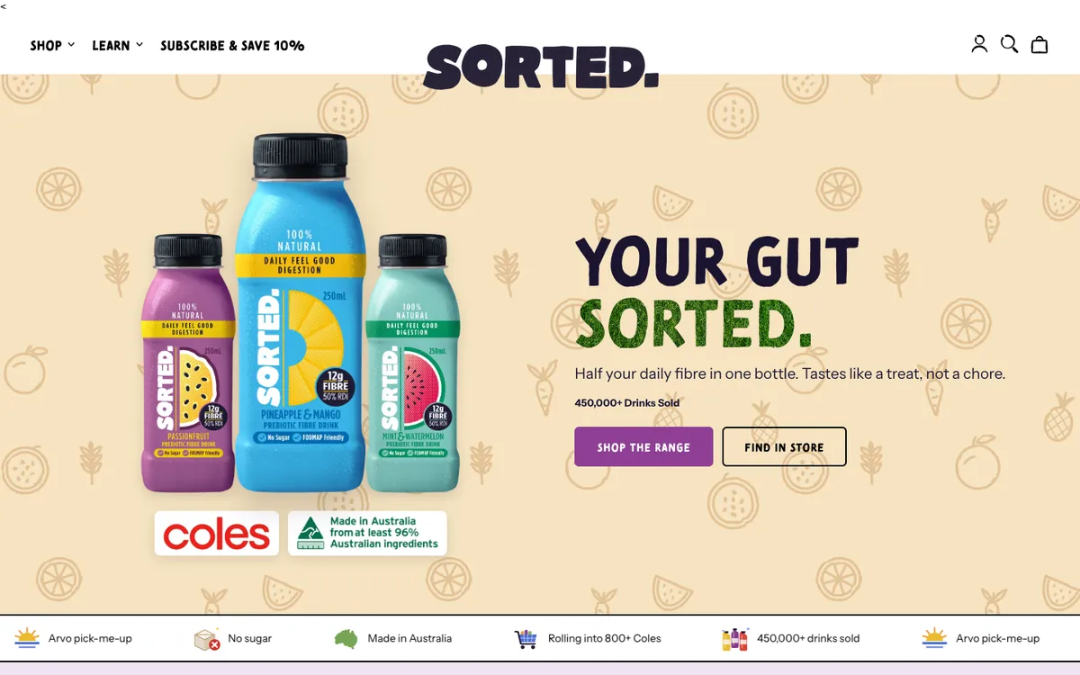 Sorted website homepage