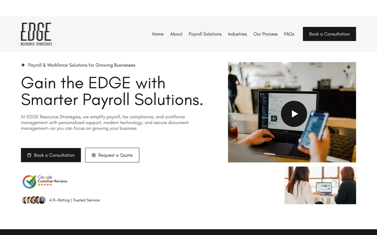 Edge Resource Strategies website design in Figma