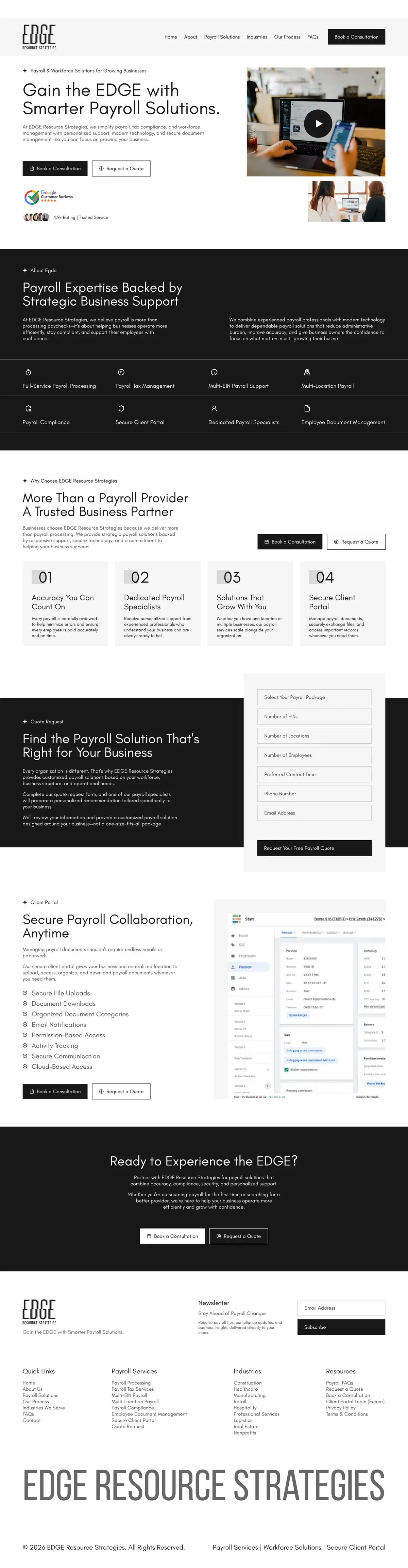 Edge Resource Strategies full homepage design in Figma