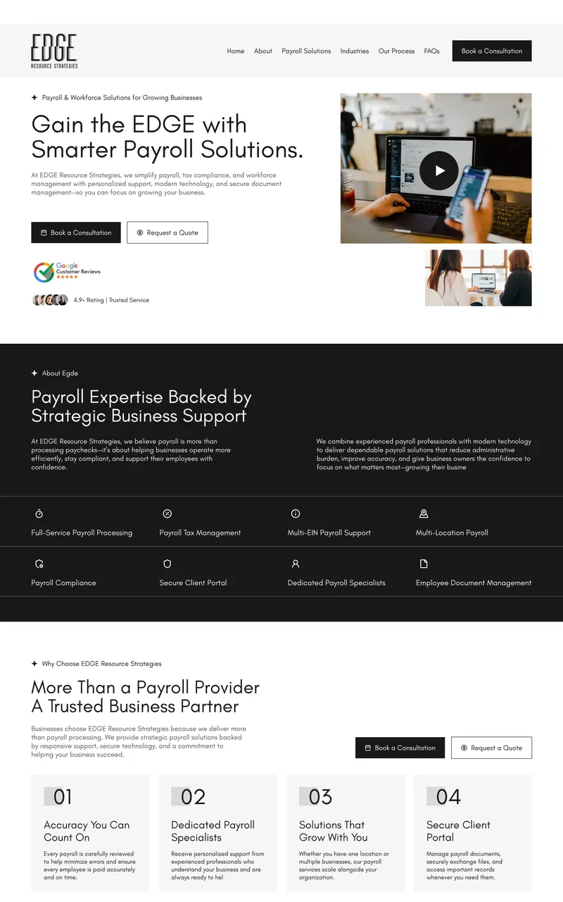 Edge Resource Strategies website design in Figma