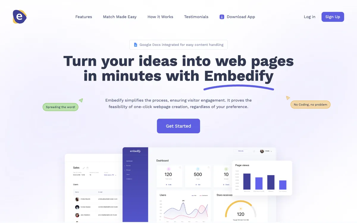 Embedify website homepage