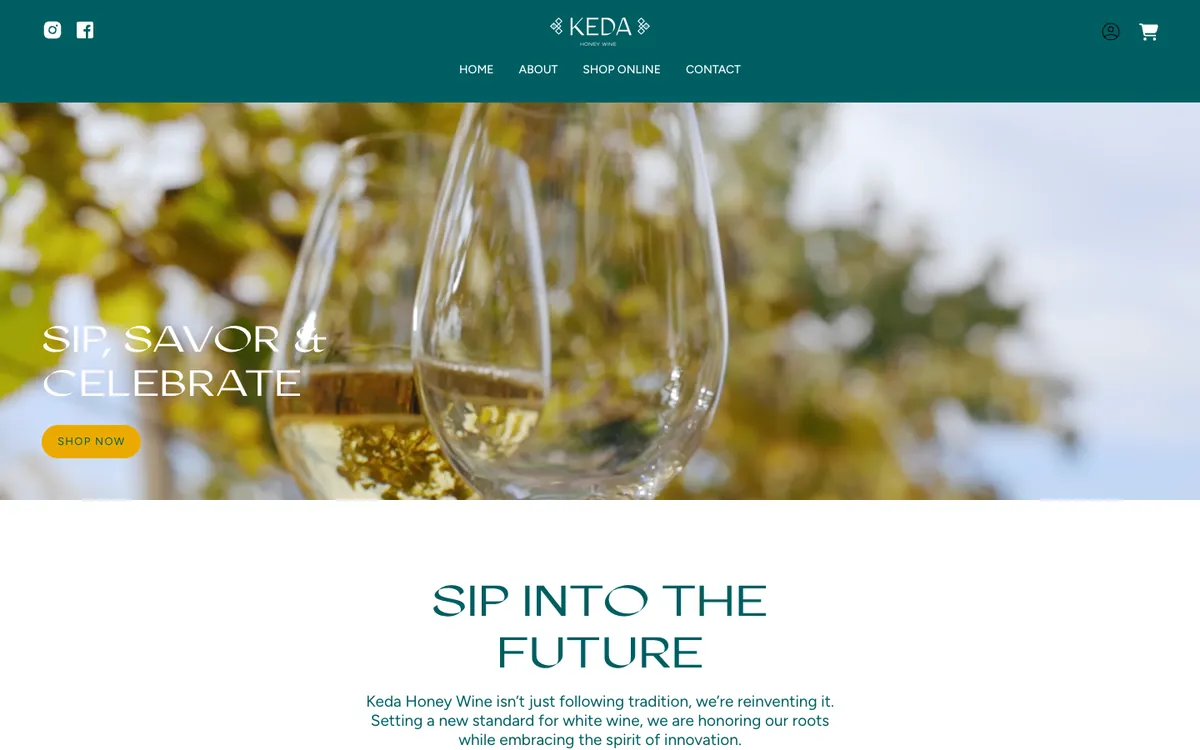 Keda Honey Wine website homepage