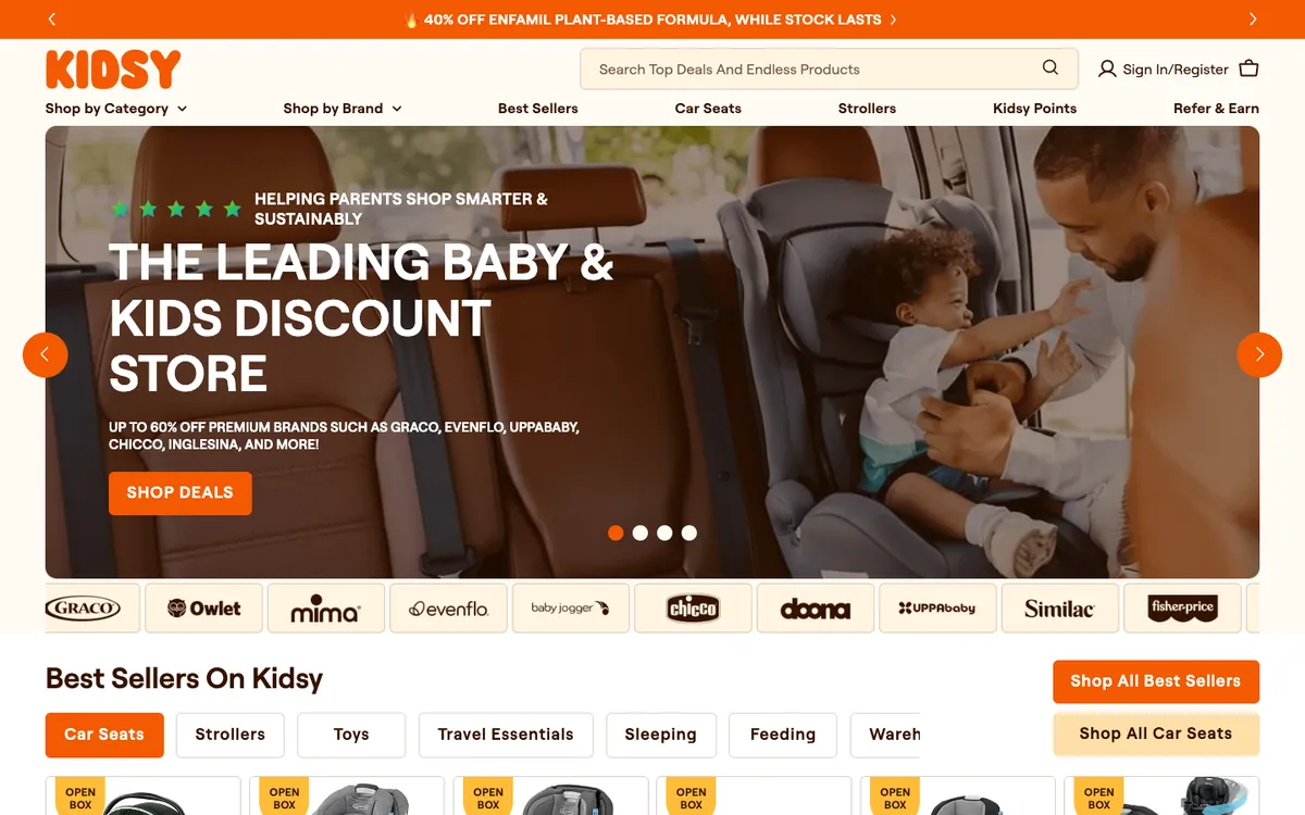 Kidsy website homepage