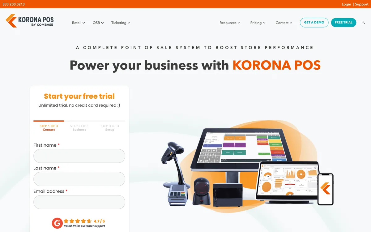 KORONA POS website homepage