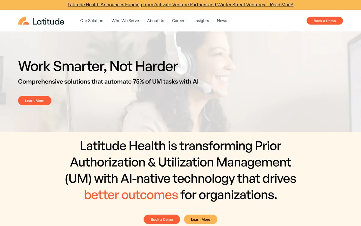 Latitude Health website homepage