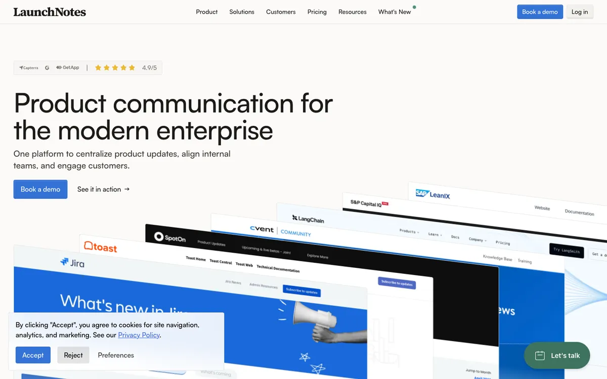 LaunchNotes website homepage