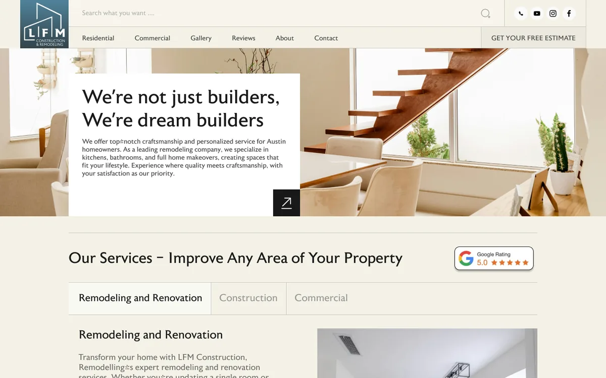 LFM Remodeling website design in Figma