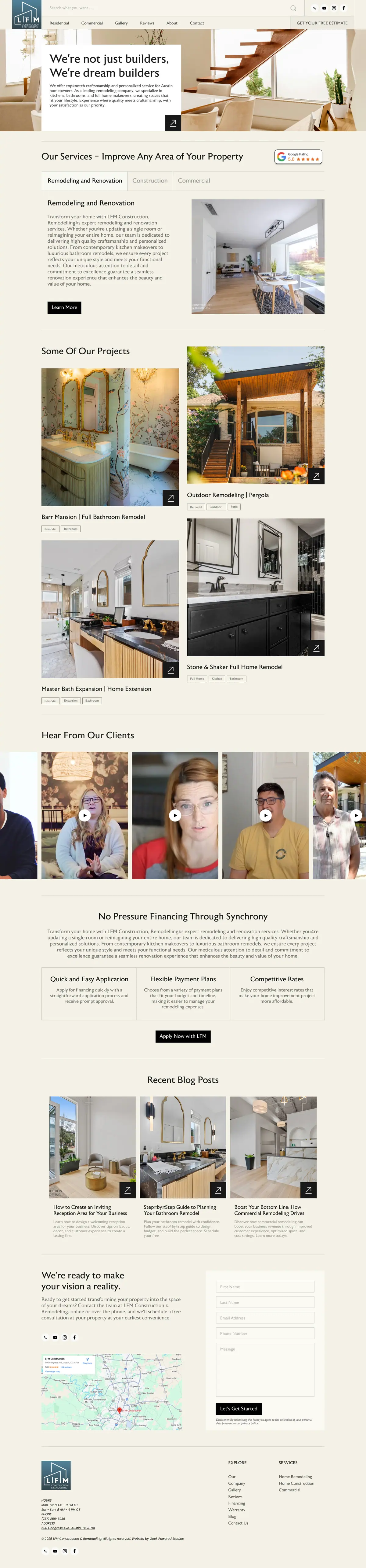 LFM Remodeling full homepage design in Figma