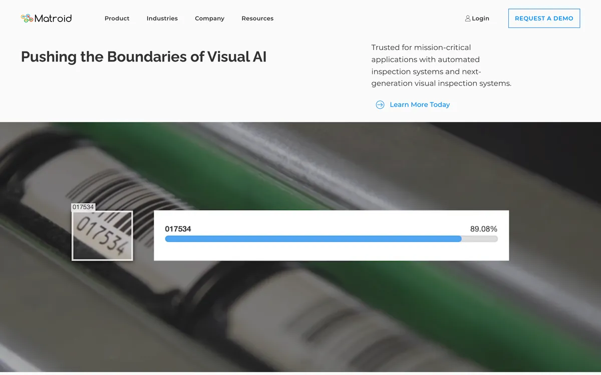 Matroid website homepage