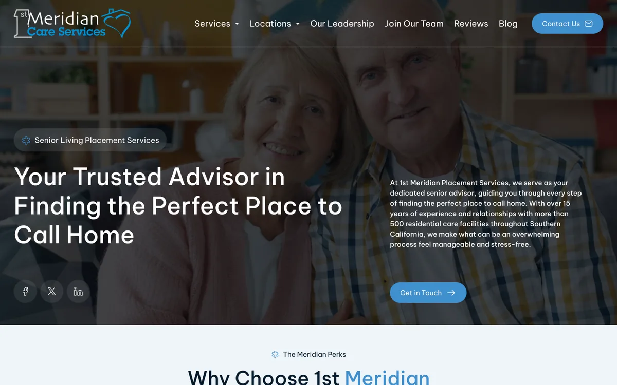 1st Meridian Placement Services website design in Figma