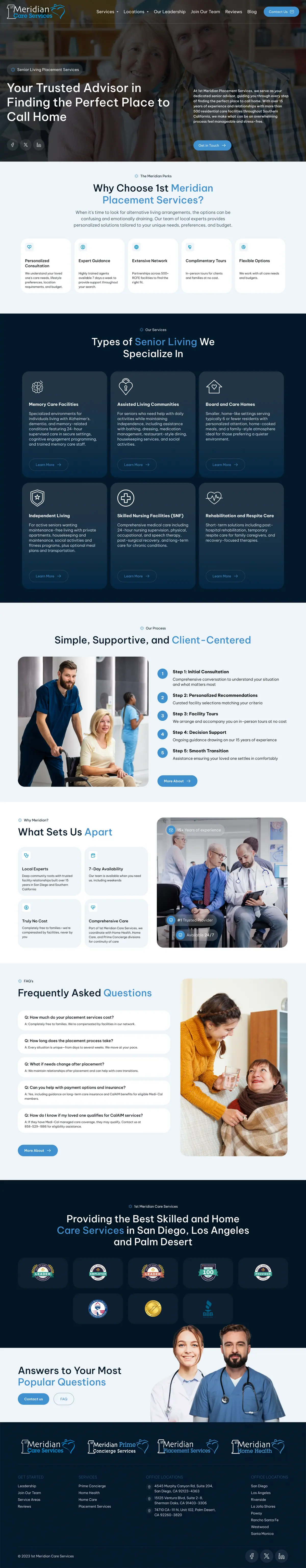 1st Meridian Placement Services full homepage design in Figma