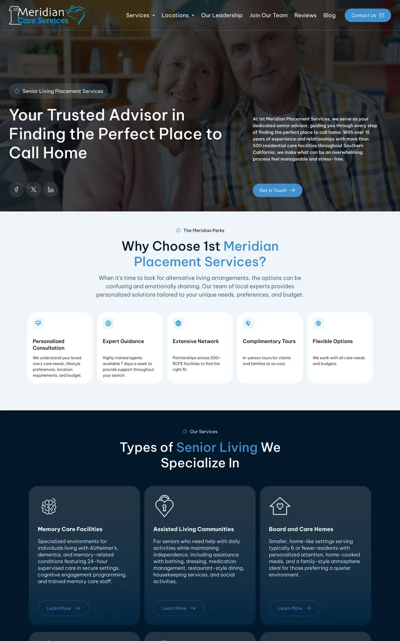 1st Meridian Placement Services website design in Figma