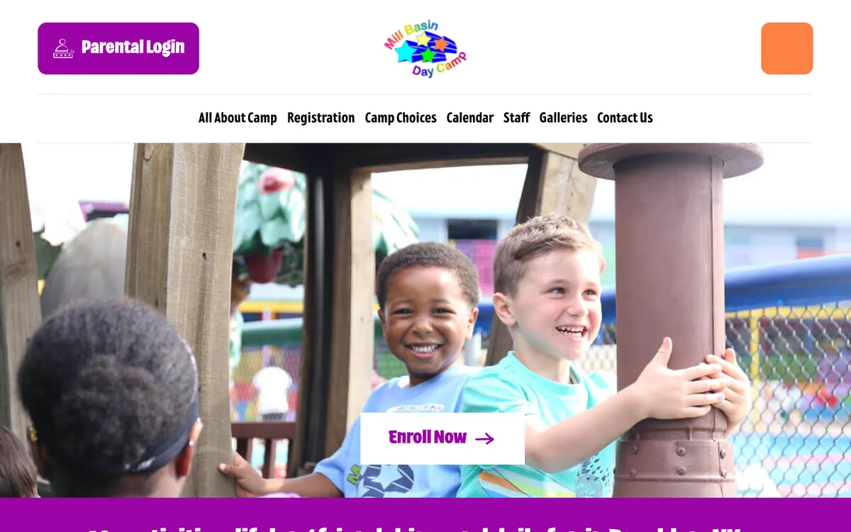 Mill Basin Day Camp website design in Figma