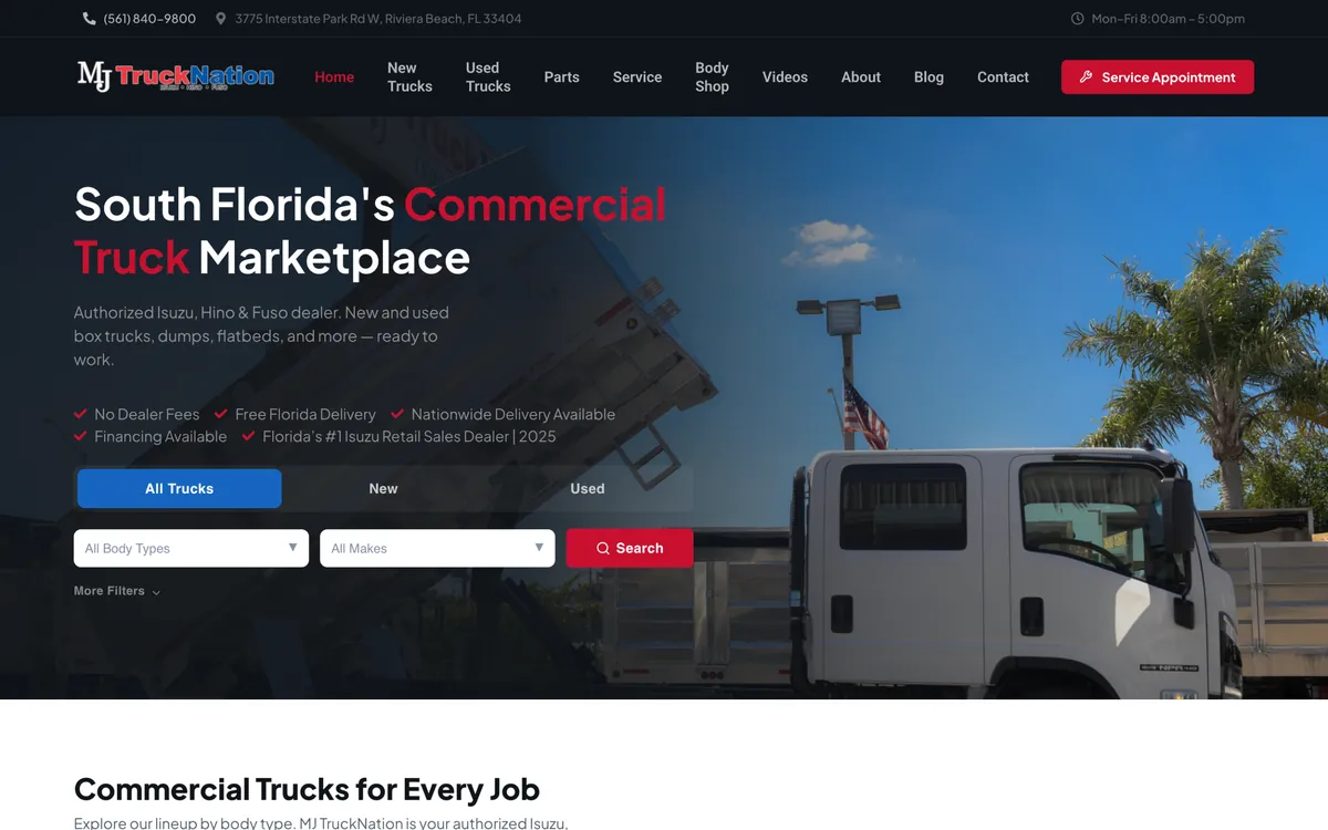 MJ TruckNation website homepage