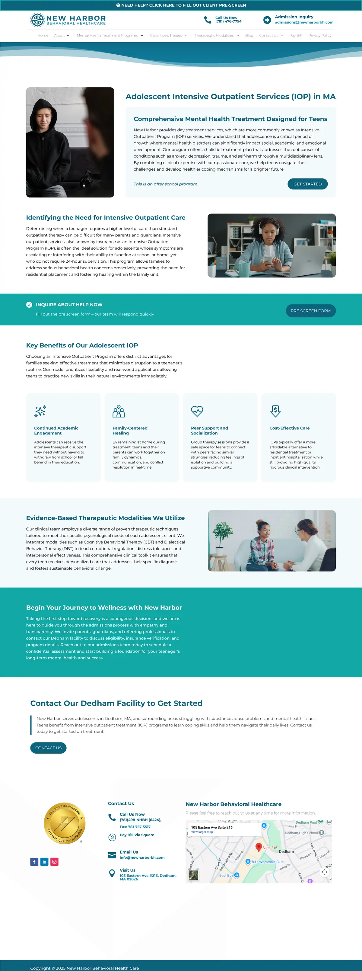 New Harbor Behavioral Healthcare full homepage design in Figma