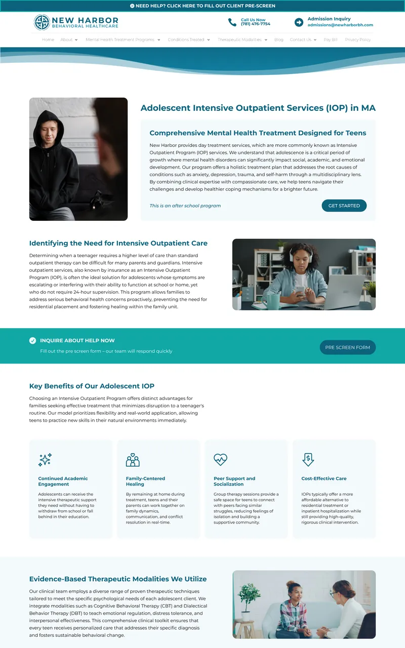 New Harbor Behavioral Healthcare website design in Figma