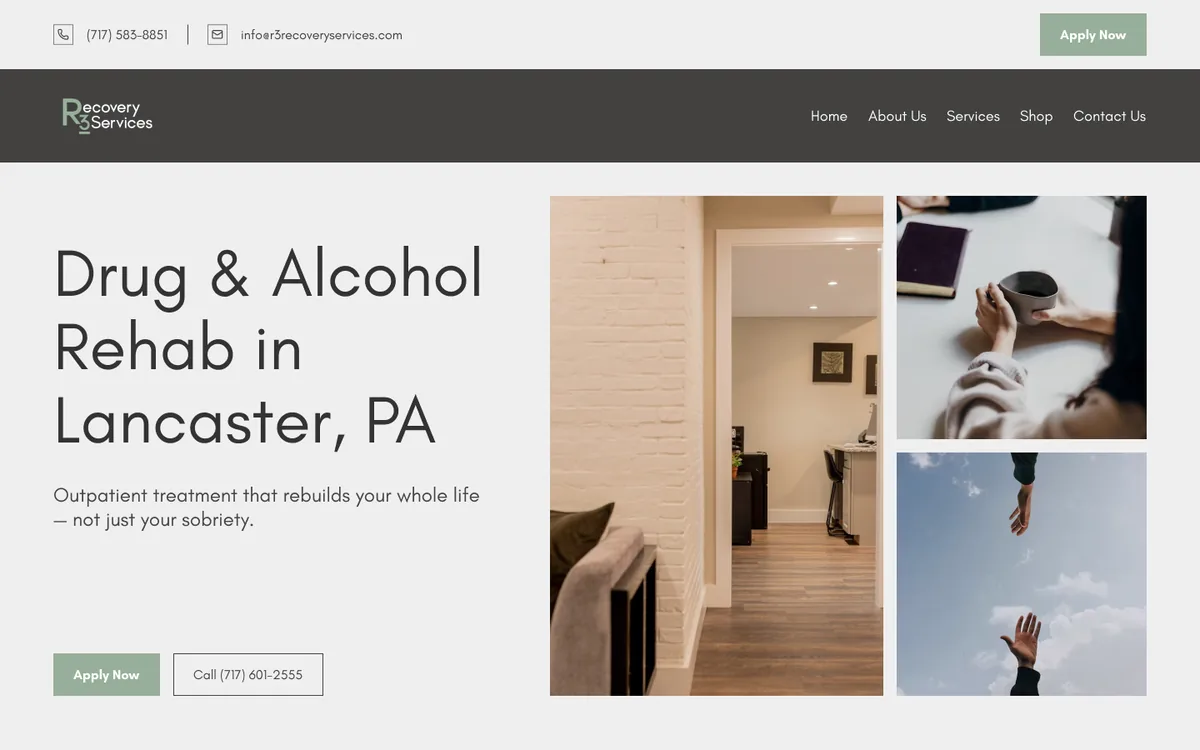 R3 Recovery Services website design in Figma