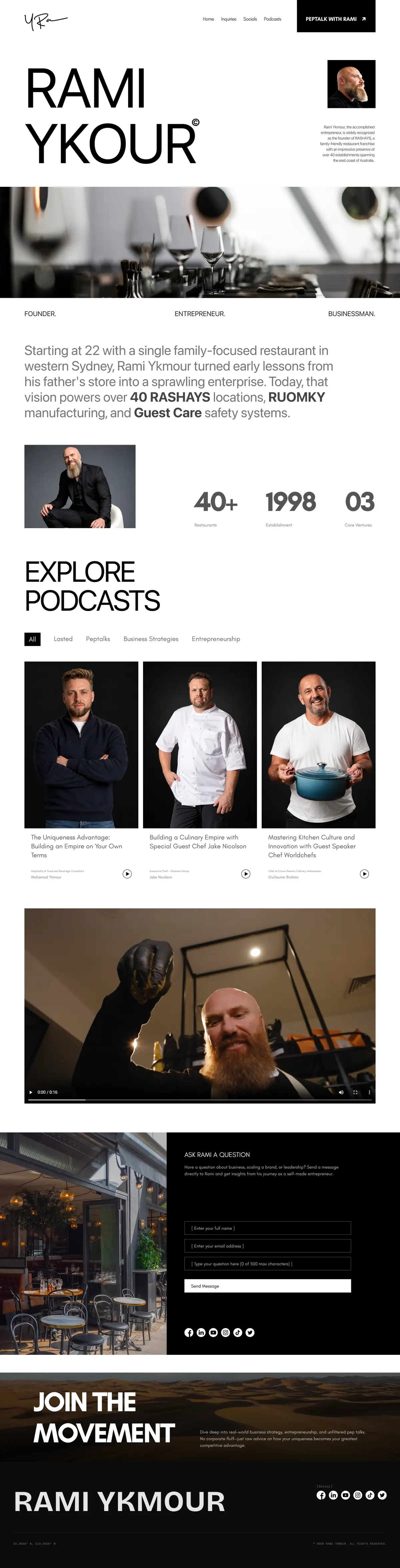 Rami Ykmour full homepage design in Figma