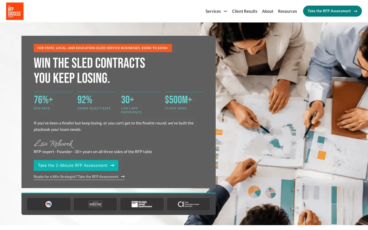 The RFP Success Company website homepage