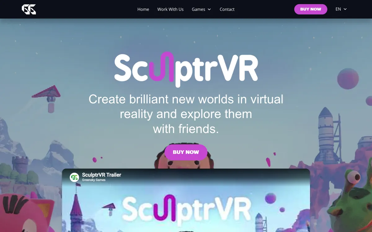 SculptrVR website homepage