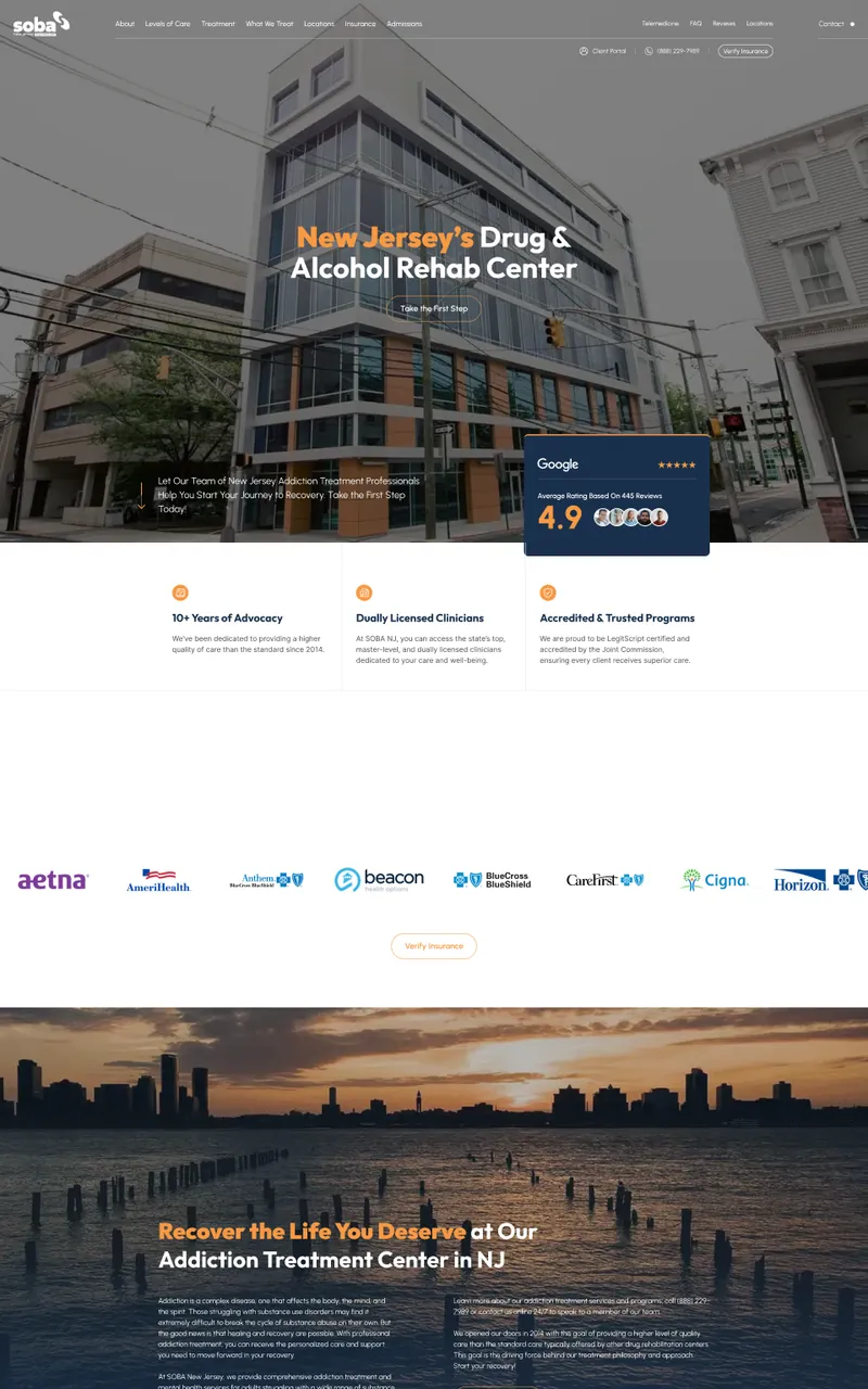 SOBA New Jersey website design in Figma