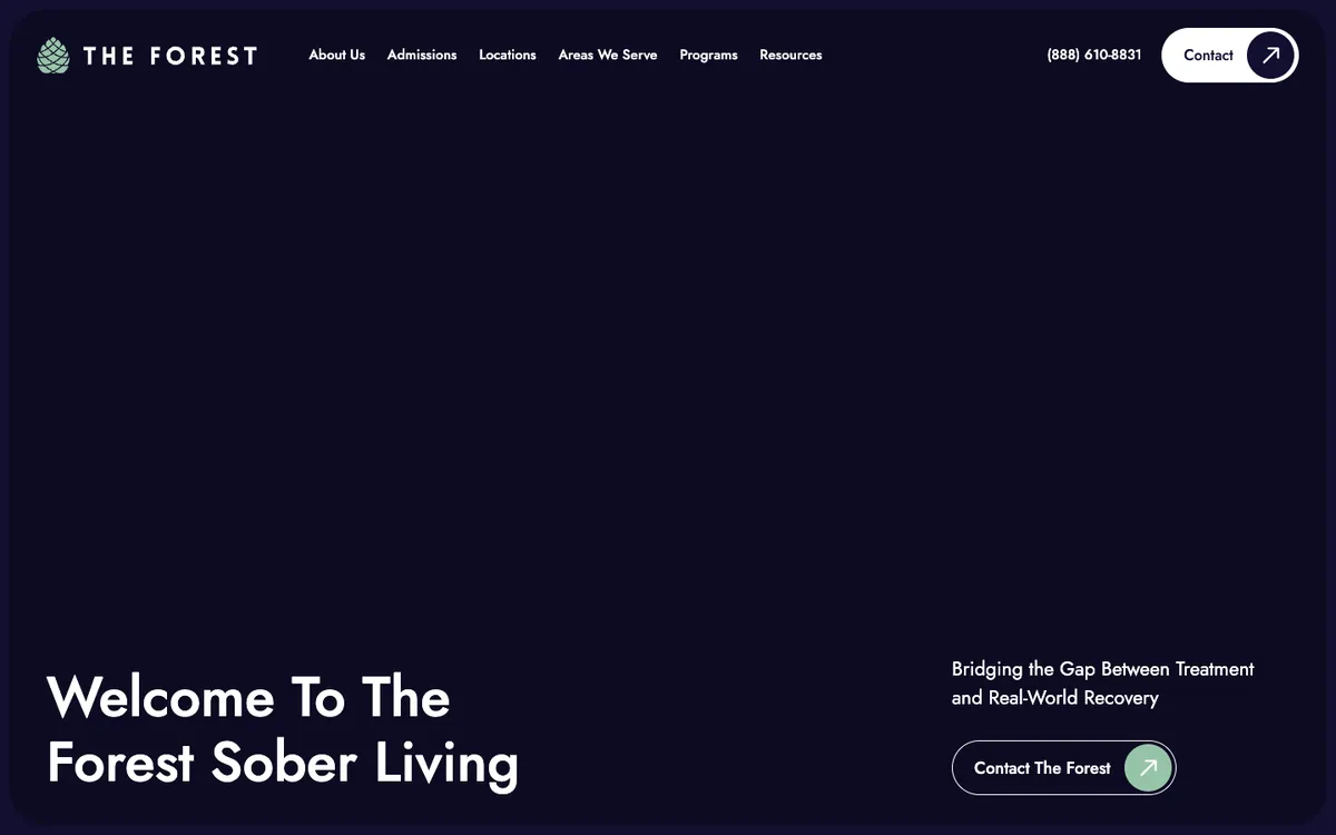 The Forest Sober Living website homepage
