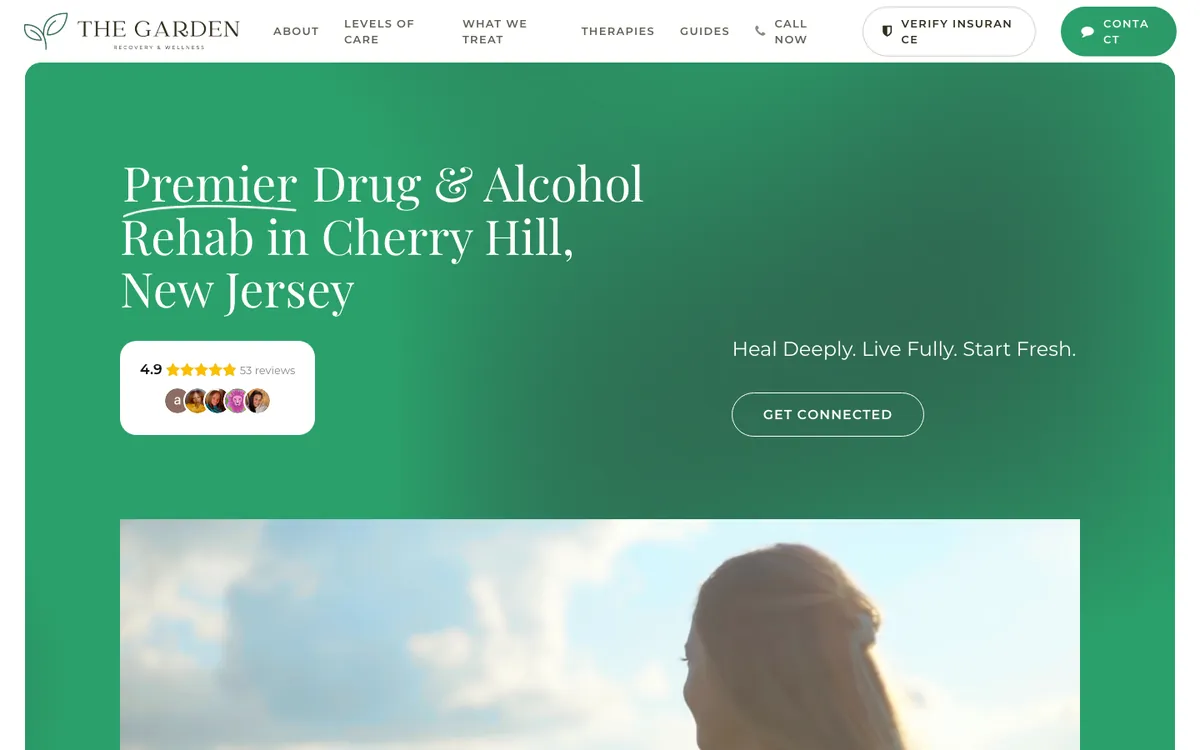 The Garden Recovery website homepage