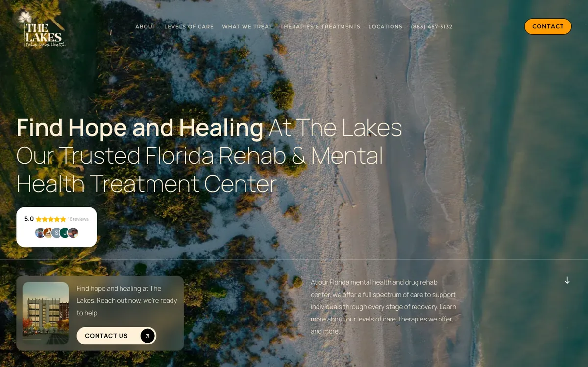 The Lakes Behavioral Health website homepage