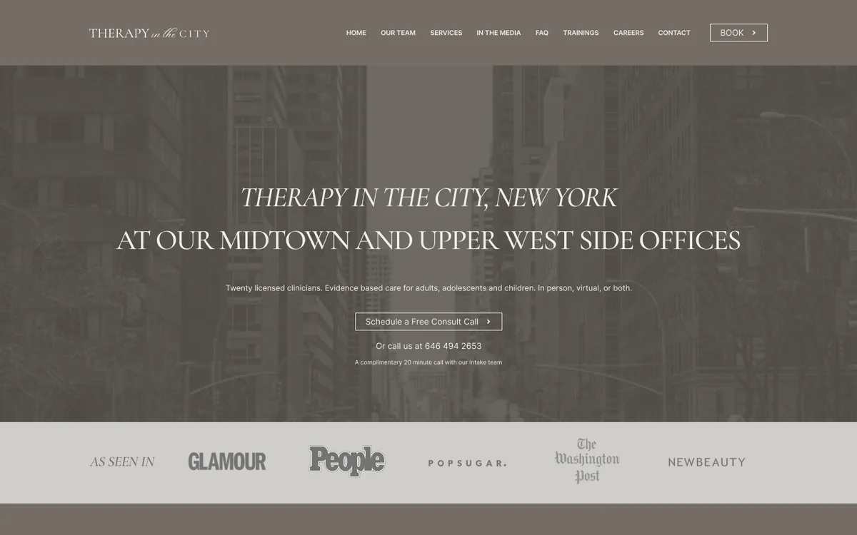 Therapy in the City website design in Figma