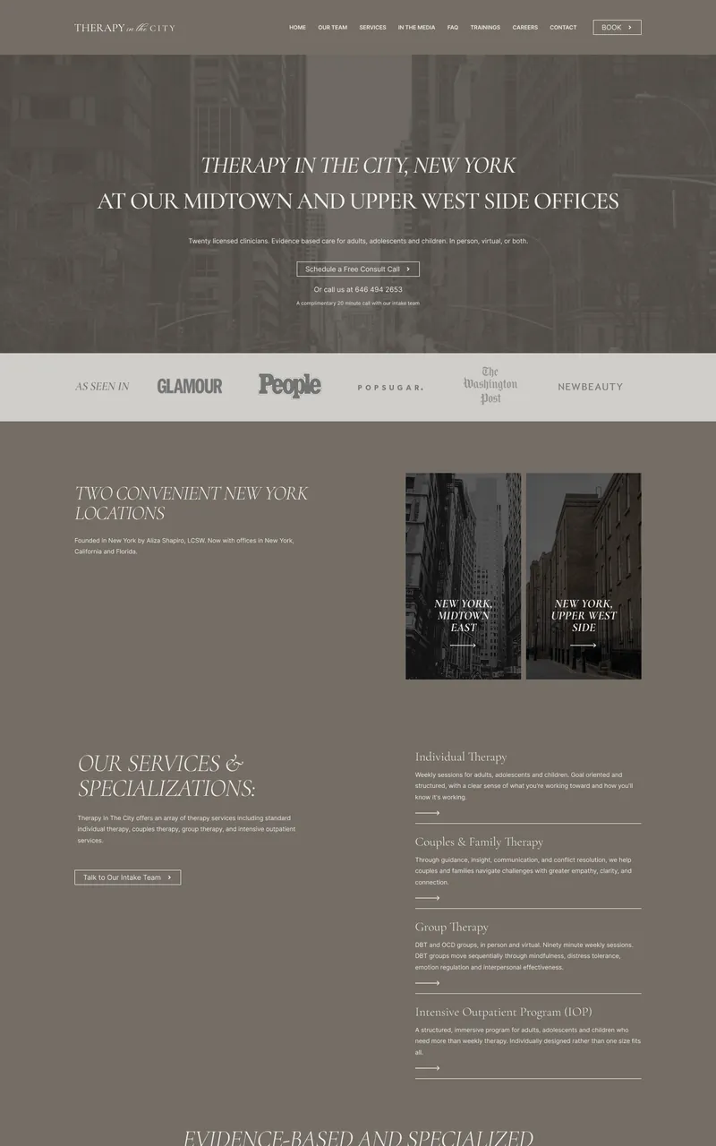 Therapy in the City website design in Figma