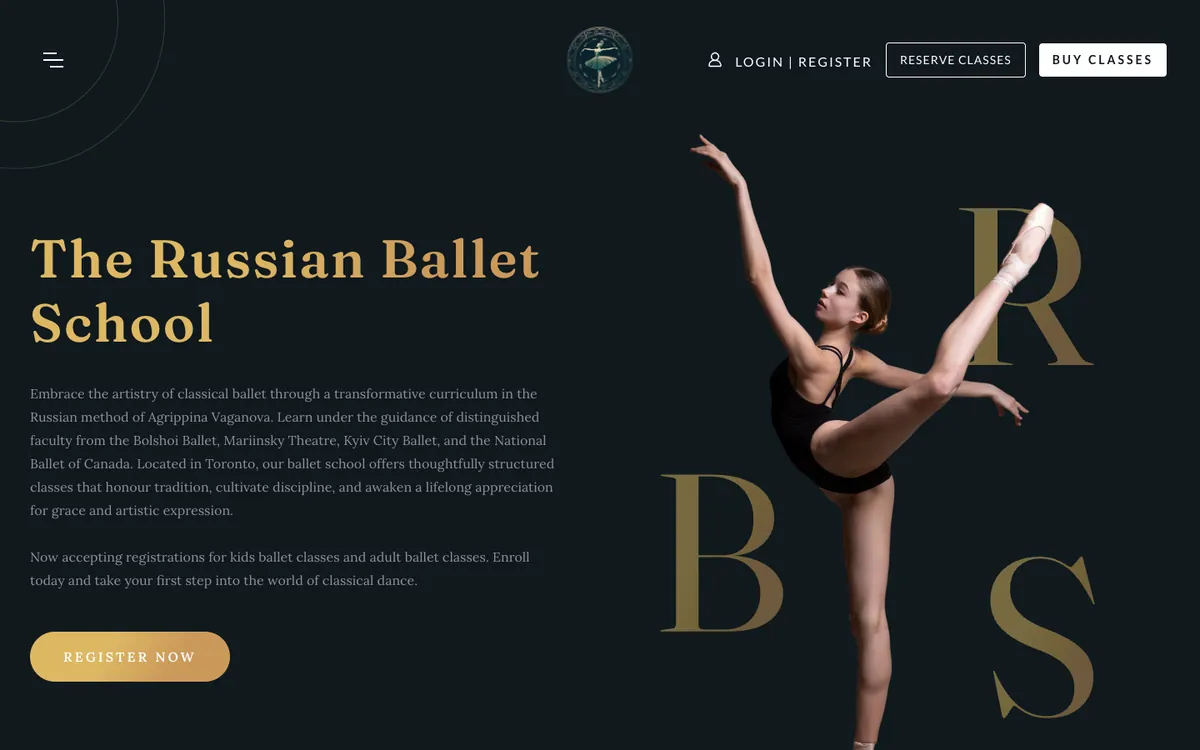 The Russian Ballet School website homepage