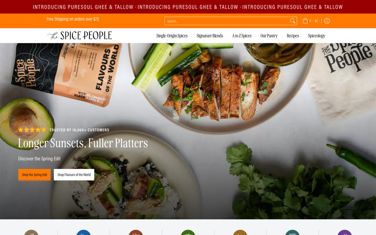The Spice People website homepage