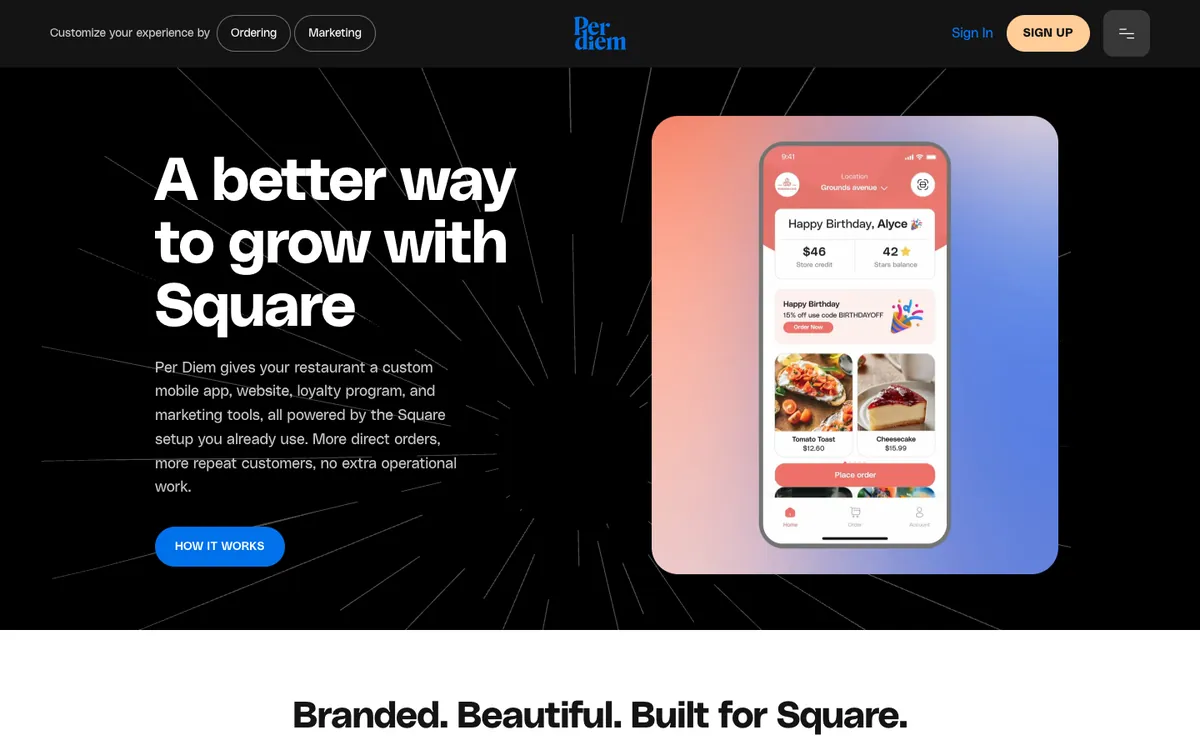 Per Diem website homepage