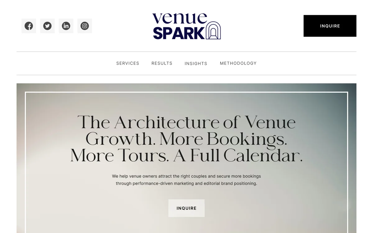 Venue Spark website design in Figma