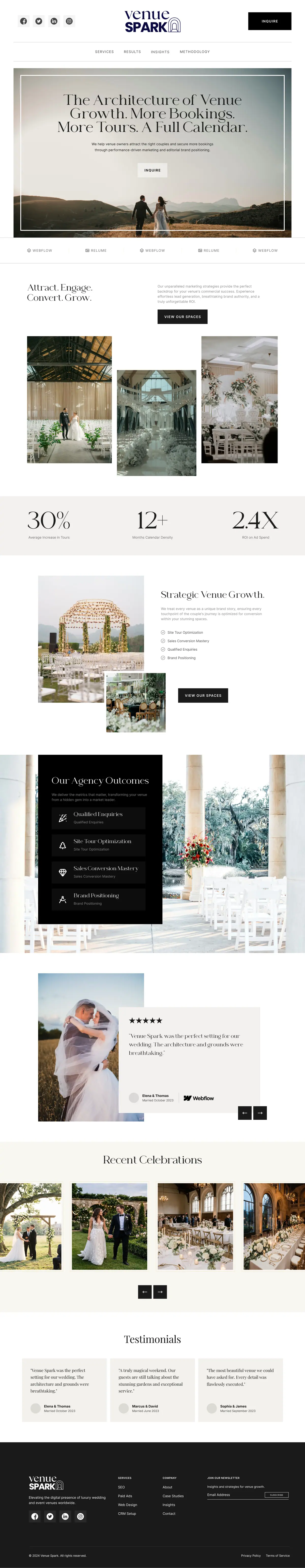 Venue Spark full homepage design in Figma