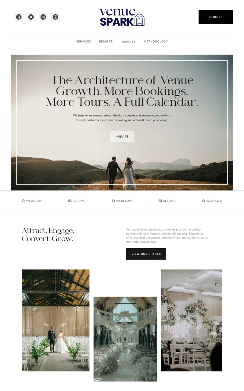 Venue Spark website design in Figma