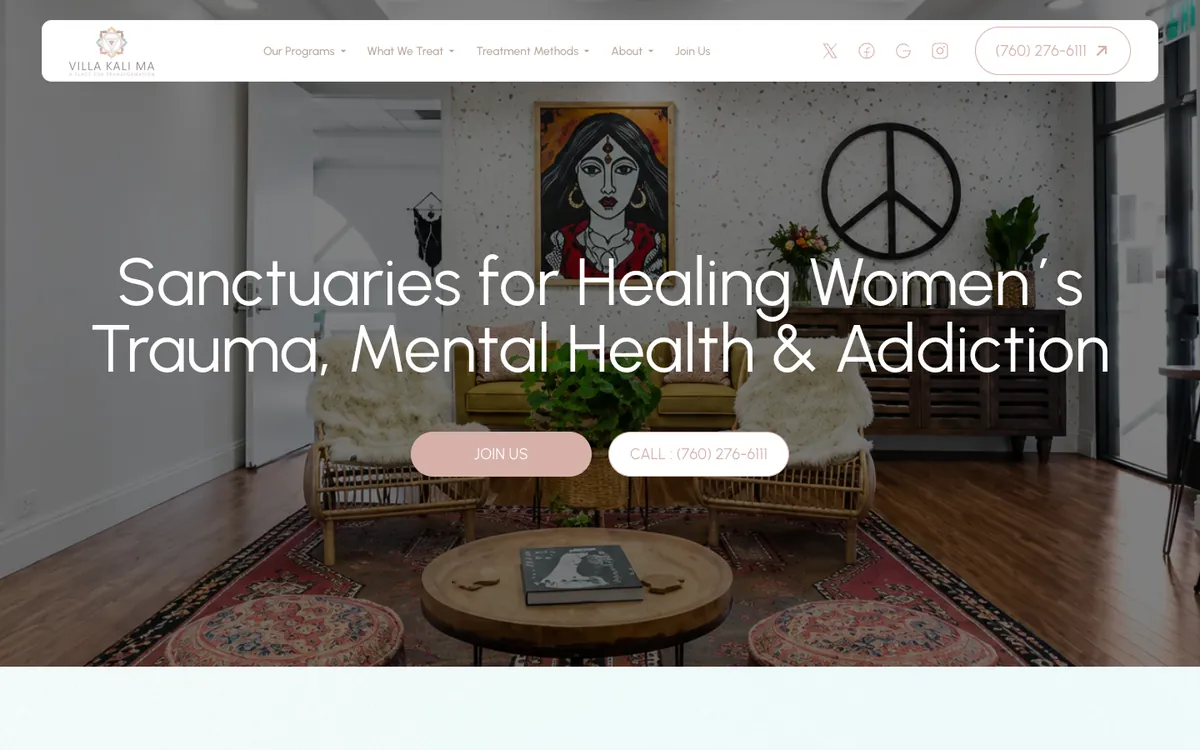 Villa Kali Ma website homepage