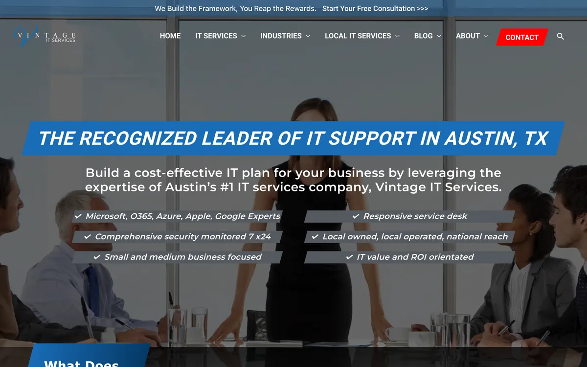 Vintage IT Services website homepage