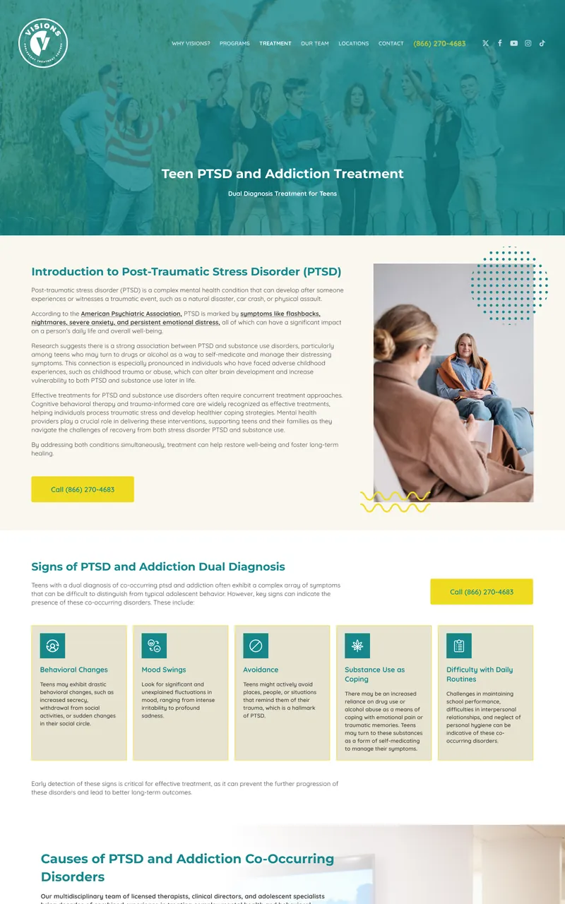 Visions Teen website design in Figma