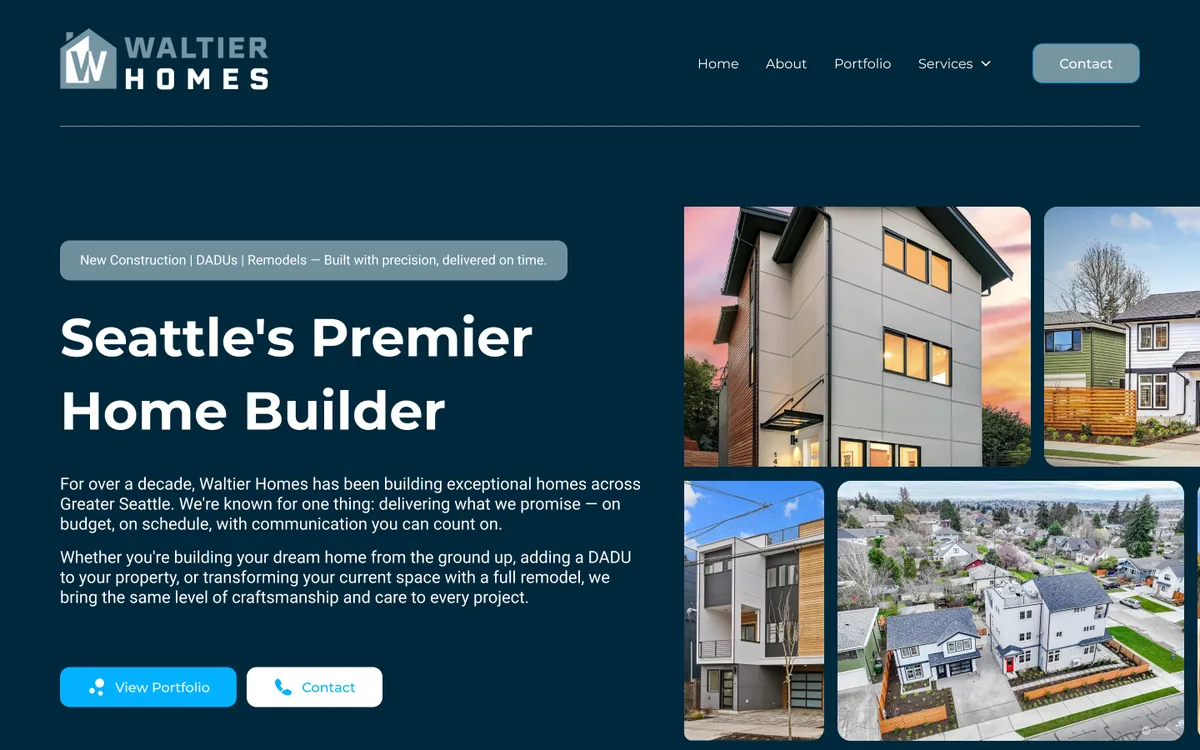 Waltier Homes website design in Figma